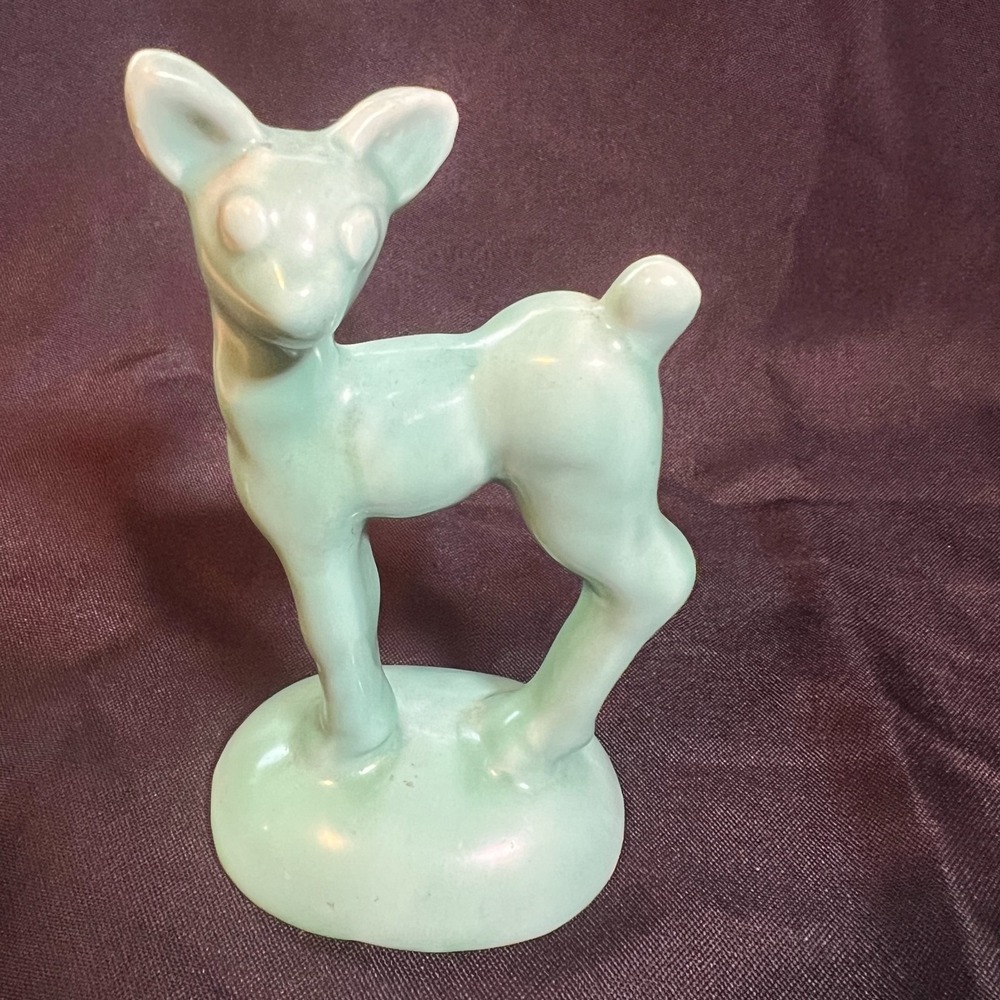 Vintage Royal Haeger USA Mid-Century Blue Green‎ Ceramic Deer Figurine 1950s Min